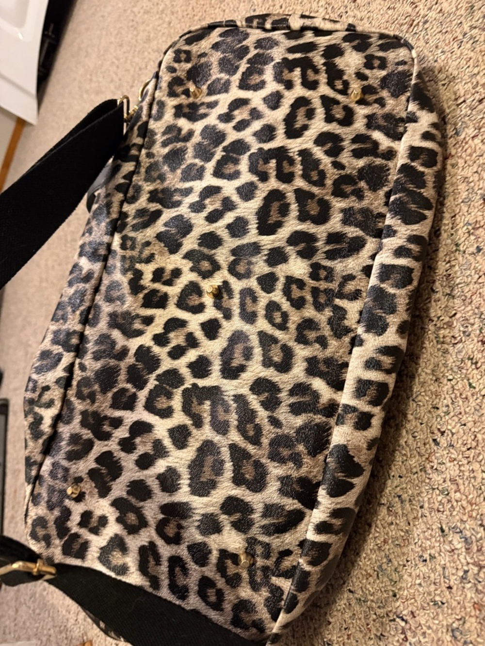 Black Women's Satchel Bag with Leopard Accent - Picture 3 of 7